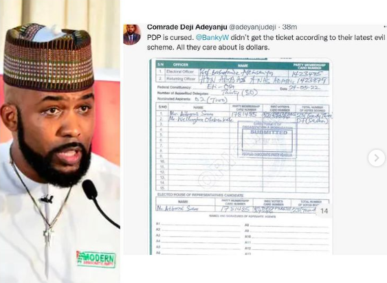 Nigerians react to reports of Banky W losing PDP House of Reps ticket